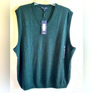 NWT Hart Schaffner Marx Green Extra Fine Merino Wool V-Neck Sweater Vest Sz 3XB